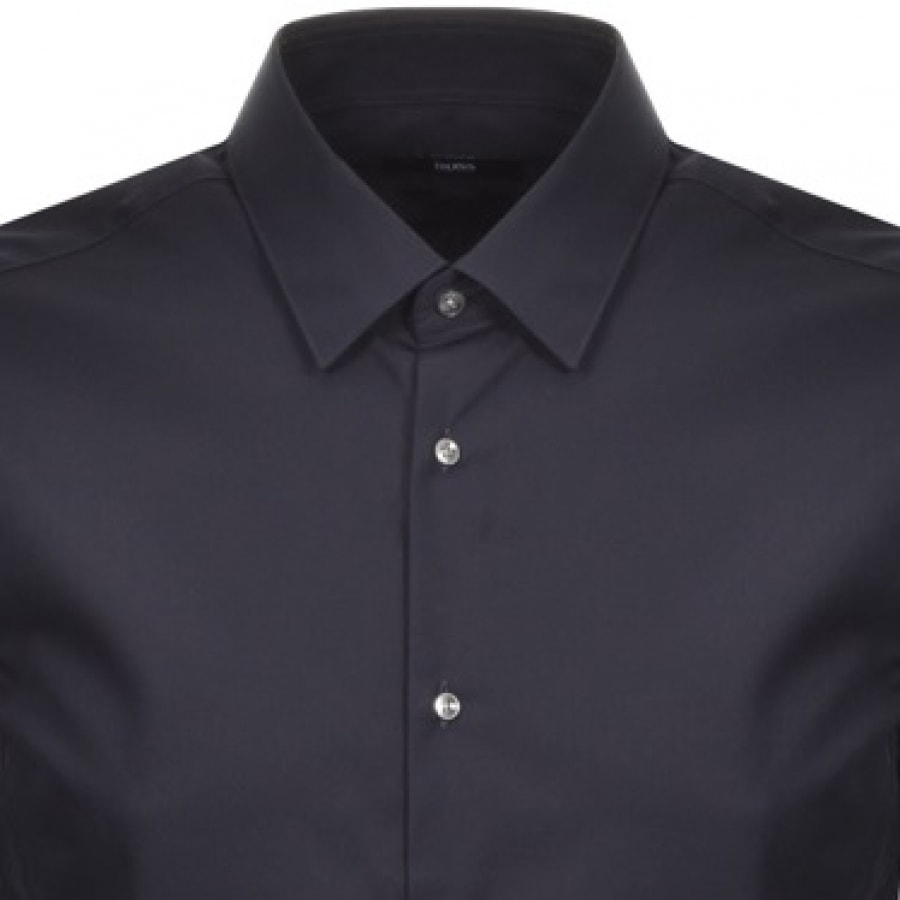 Alternative Image for ProductBOSS Isko Slim Fit Long Sleeve Shirt Navy3